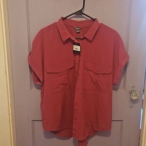 Women's Eddie Bauer Escapelite Magenta Button Down ~ Size Large